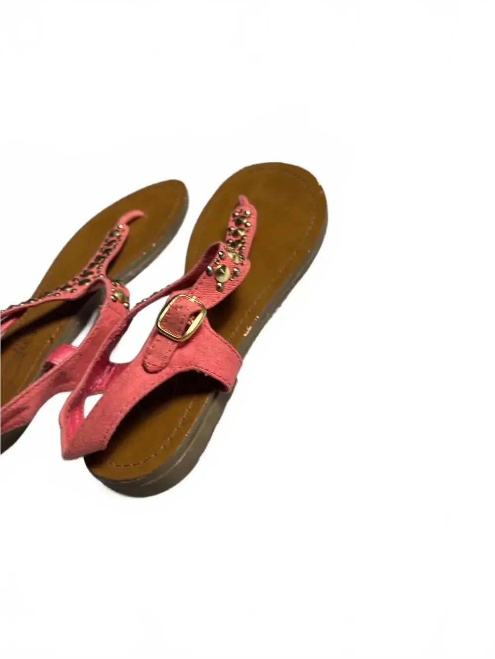 Candie's Pink Studded T-Strap Sandals